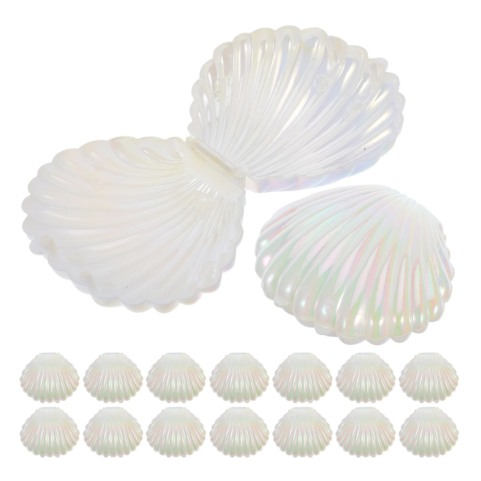 

24pcs Candy Boxes Seashell Party Favor Containers Empty Plastic Decorative Storage Wedding Gifts Pearl Luster Event Enhancement