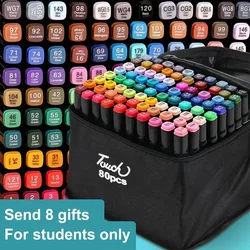 80 colors Double-headed Marker Highlighter Pen Set Comic Painting Sketch Graffiti Watercolor Art Student Stationery Supplies