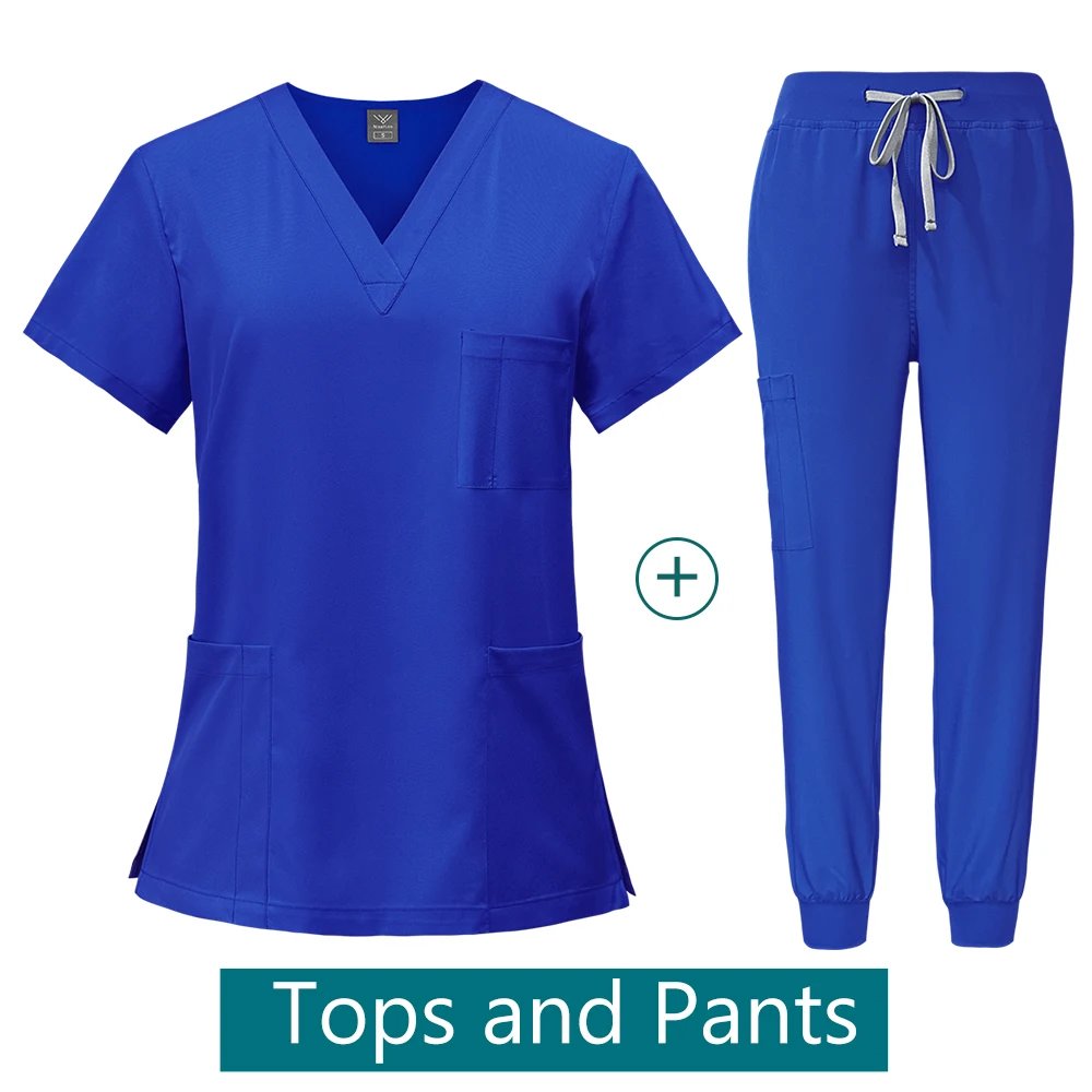 Médico Enfermeira Uniforme Jogger Conjuntos para Mulheres, Hospital Scrubs Suit, Uniformes Spa, V-Neck Moda, Desgaste do Trabalho, Atacado, Novo