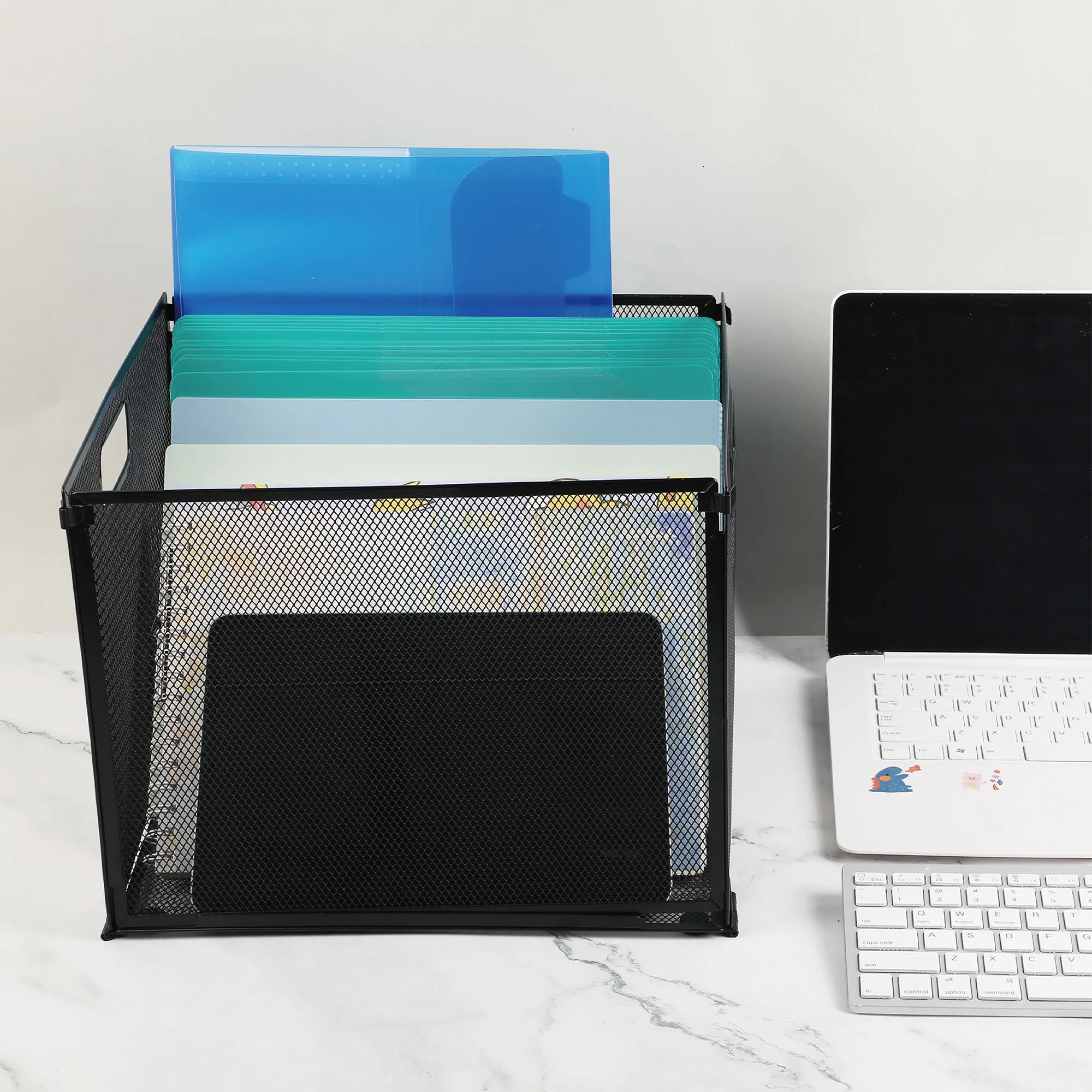 Large Hanging File Organizer, Mesh Letter Size File Holder Organizer Box Filing Crate for Office School Organization