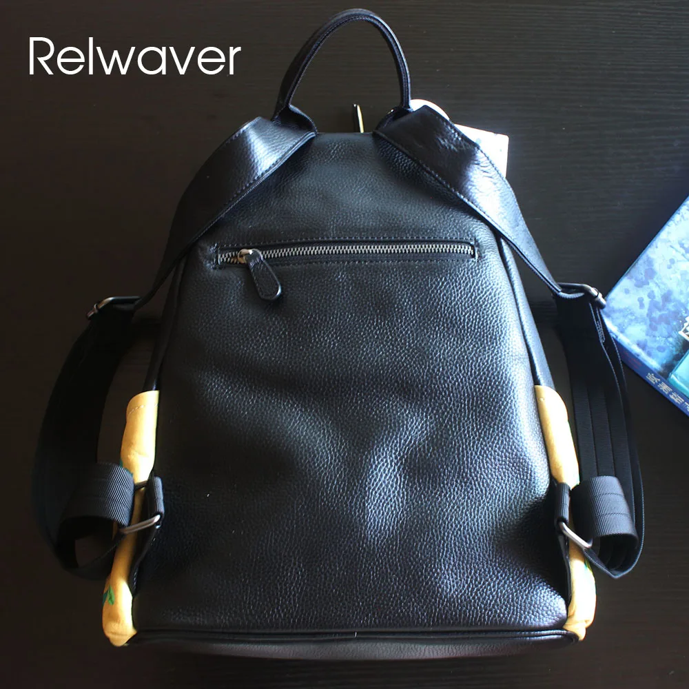 Relwaver backpack women genuine leather 2023 spring new hand painted flower big backpack girl student preppy school bag