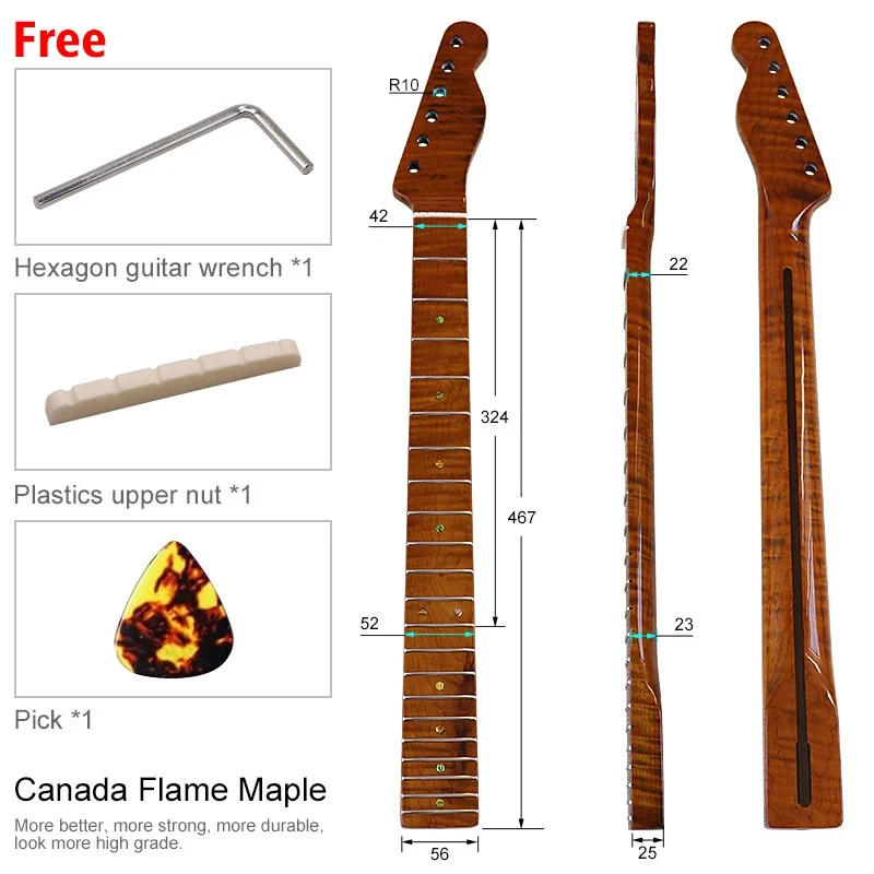 Electric guitar neck 21 products one tiger grain baked maple light 5.6 wide guitar handle DIY professional modified guitar handl