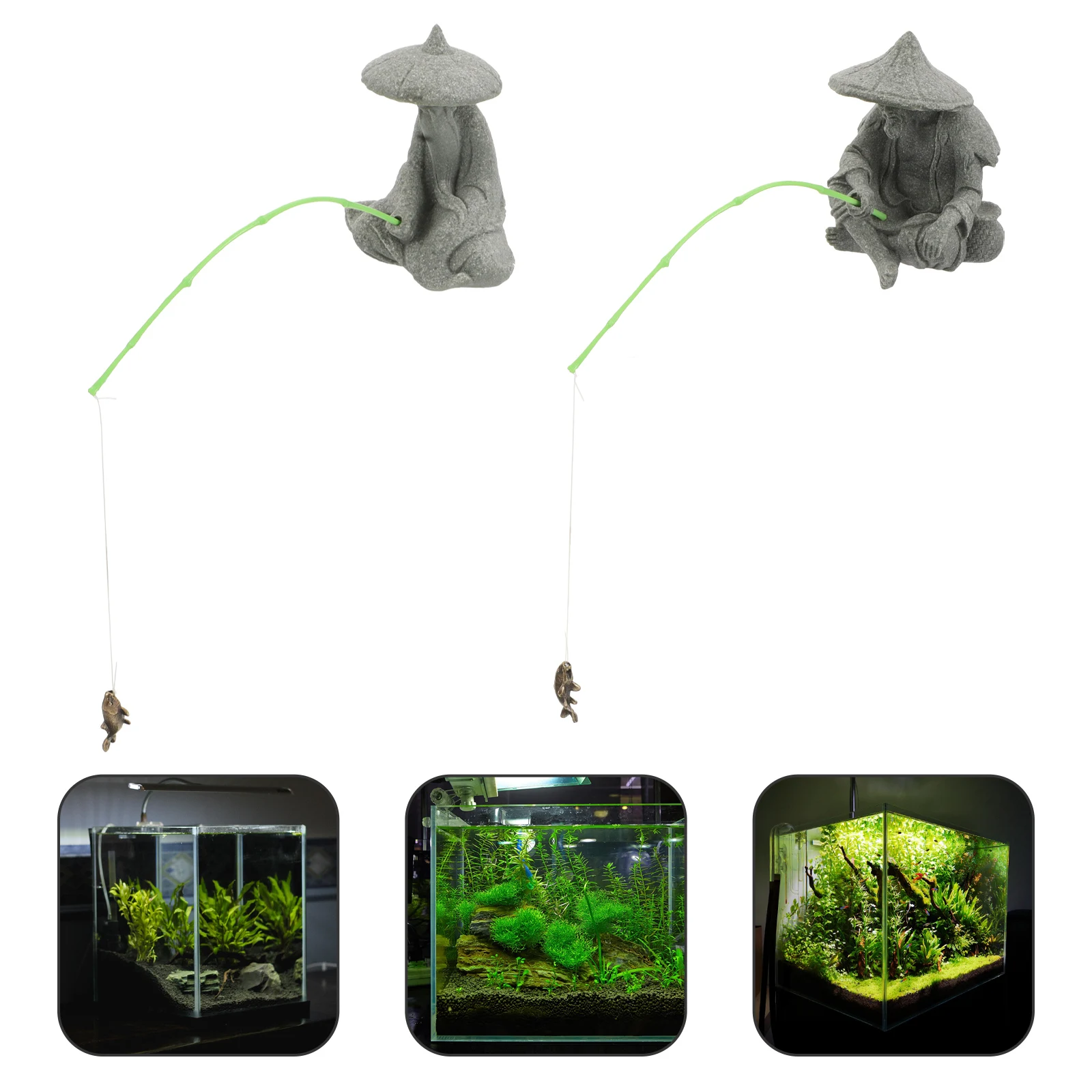 

Mini Resin Fisherman Lifelike Old Man Statue Zen Garden Ornament Fish Tank Decor Bonsai Sculpture Sandstone Style Feng Shui