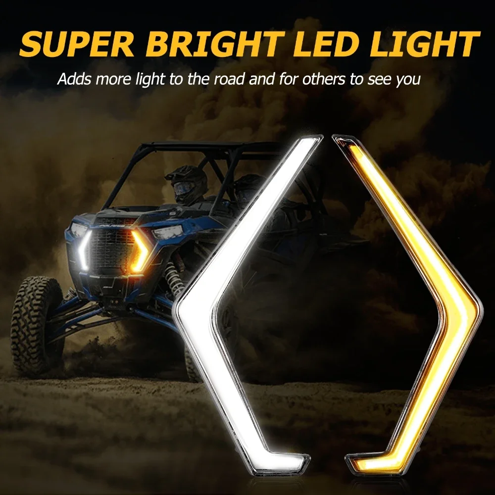 LED Center Grille Light with Turn Signal Light 6500K Daytime Running Light DRL for Polaris RZR XP 4 1000 Turbo 2019 - 2022