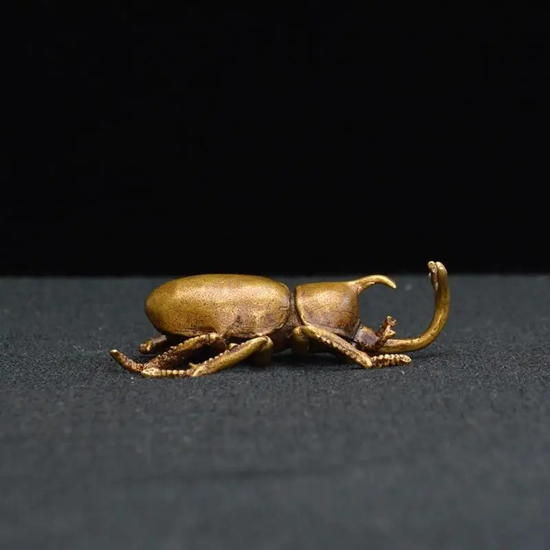 1pc Vintage Copper Insect Tea Pet Rhinoceros Beetle Small Ornaments Brass Dynastes Hercules Home Figurines Desk Decorations