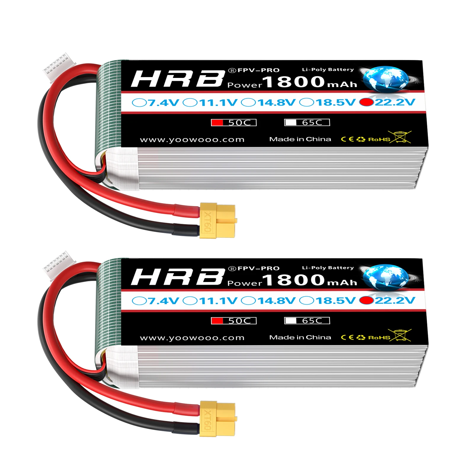 HRB 6S 22.2v 1800mAh Lipo Battery 50C With XT60 Connector RC Lipo For 380L Airplane Helicopter Drones RC Car RC Boat