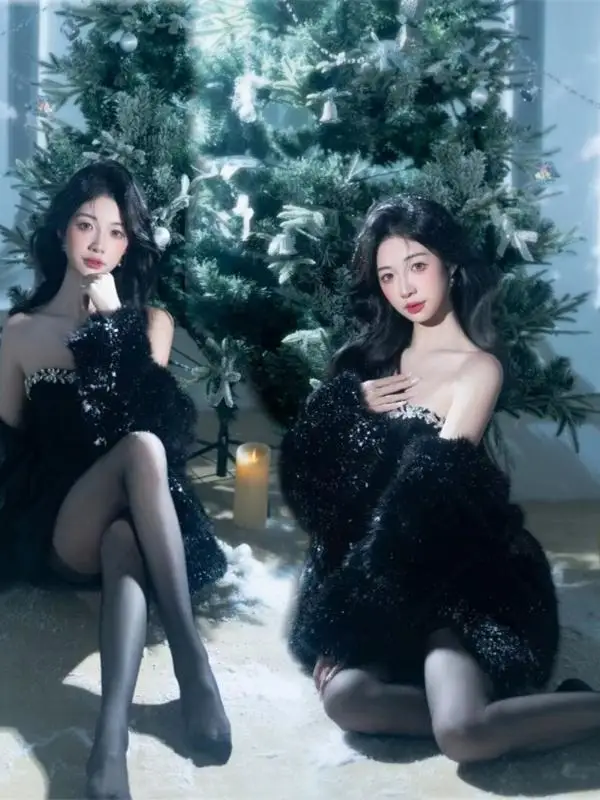 

Новая простая и стильная одежда для художественной портретной фотосъемки, тематическая фотосессия в рождественском стиле, модная женская одежда для студийных фотосессий в помещении