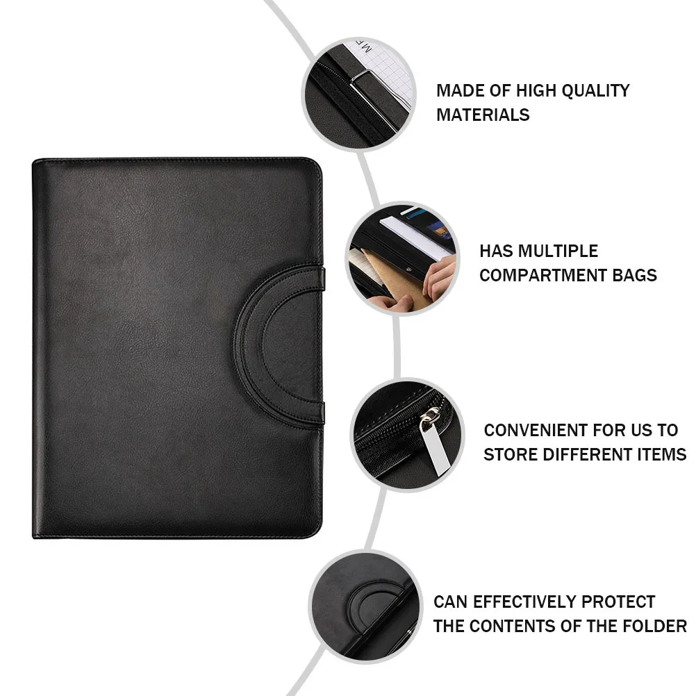 Case Compact Lightweight Design Smooth Zipper Closure Business Portfolio Holder for Documents and Office