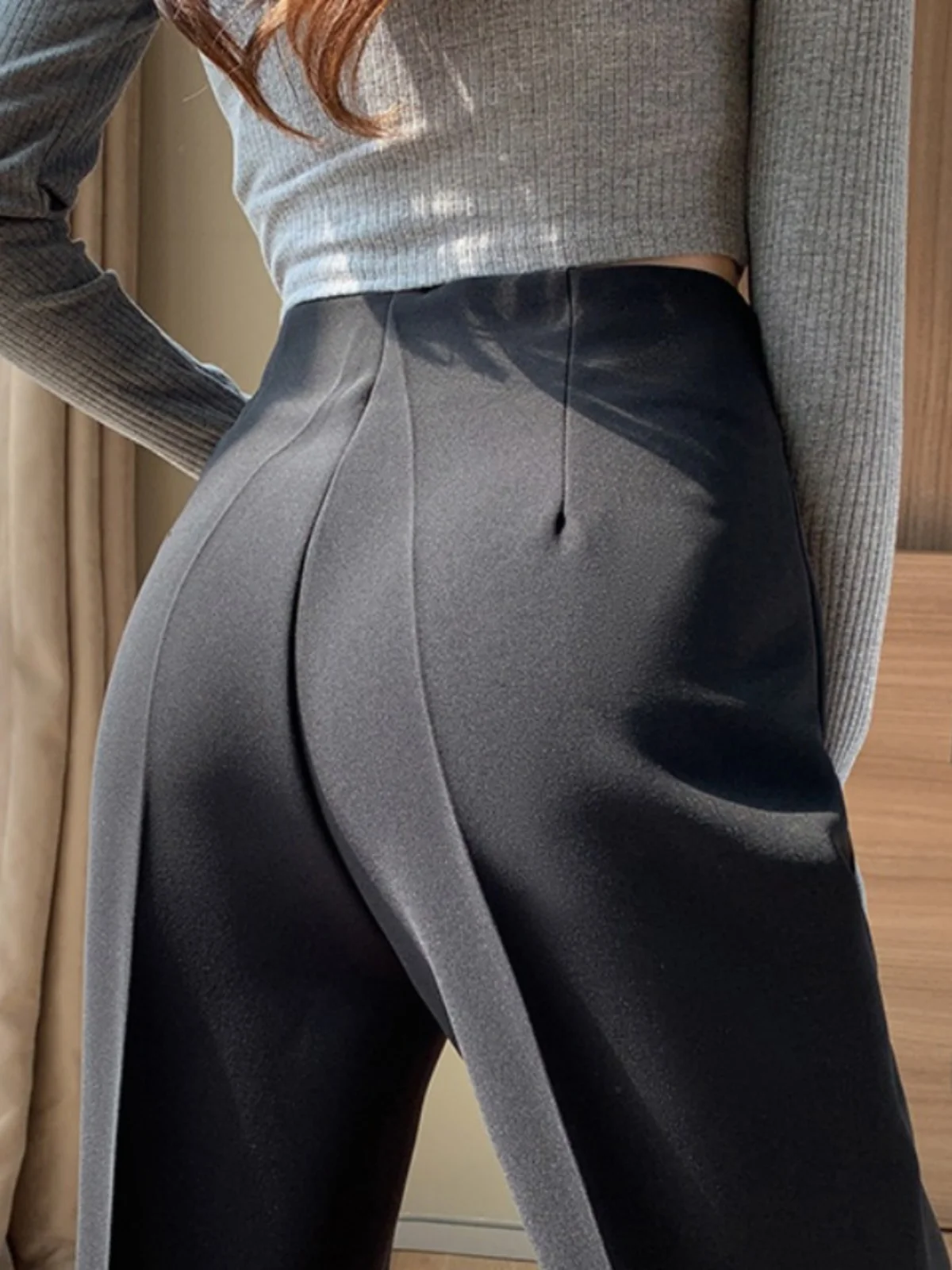 

Женские повседневные брюки с высокой талией, свободные, широкие, прямого кроя, скрывающие живот, комфортные, весна-осень