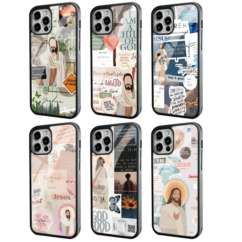 1pc glauben christlich religiös jesus telefon hülle stark magnetisch für iphone 15 14 13 pro max 11
