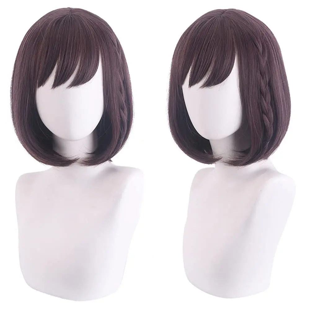 Anime Shinonome Ena Cosplay Wig Women Brown Cosplay Wig for Project Sekai Cosplay Short Brown Bob Wig for Women Brown)