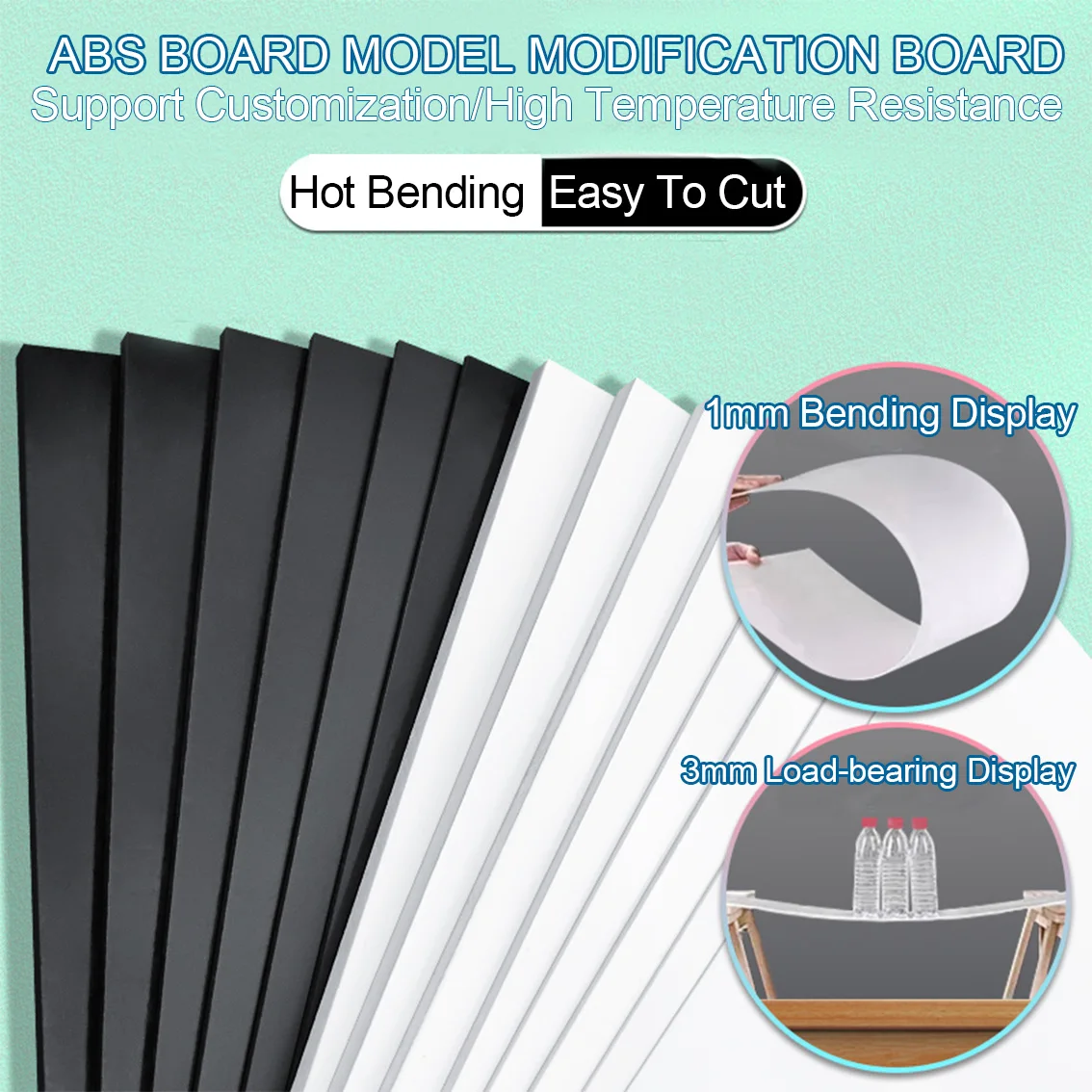 1Pcs White/black ABS Plastic Plate Model Sheet Model Modification Board Material Parts Thickness 1/1.5/2/3/4/5mm DIY Accessory