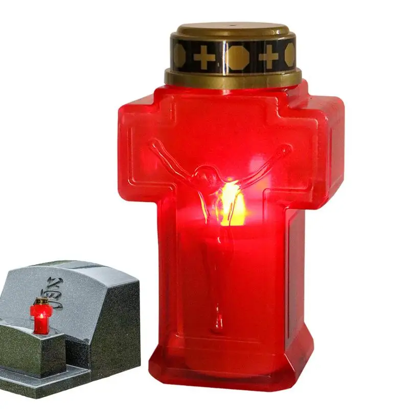 Lampu lilin tanpa api merah lampu tanpa api lampu darurat LED tahan hujan luar ruangan untuk rumah hantu Gereja Halloween