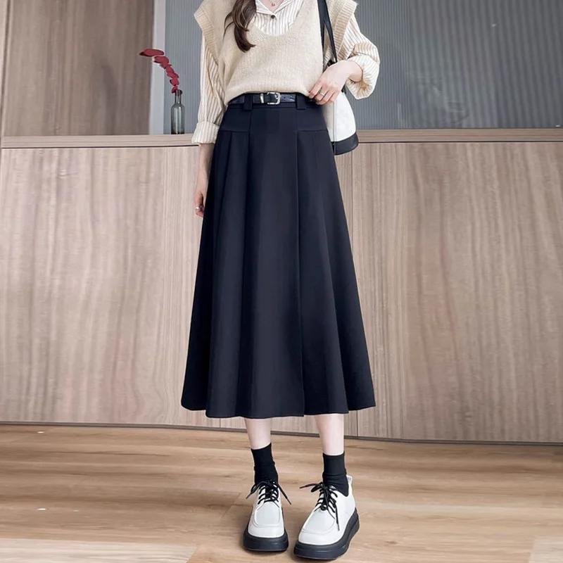 Grey Suit Skirt for Women Spring/Summer 2026 New Arrival High-Waisted Slimming Pleated Skirt Flowy