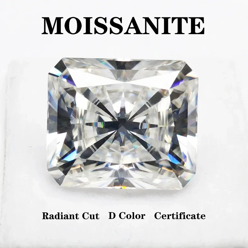 

Radiant Cut D Color Moissanite Stone VVS1 Artificial Gemstone Diy Advanced Shiny Jewelry Making Materials with Certificate