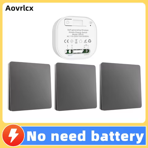 Smart Home Grey Self Powered Wireless Switches For Lights Kinetic Light Switch Kit Remote Light Switches Wireless Push Button
