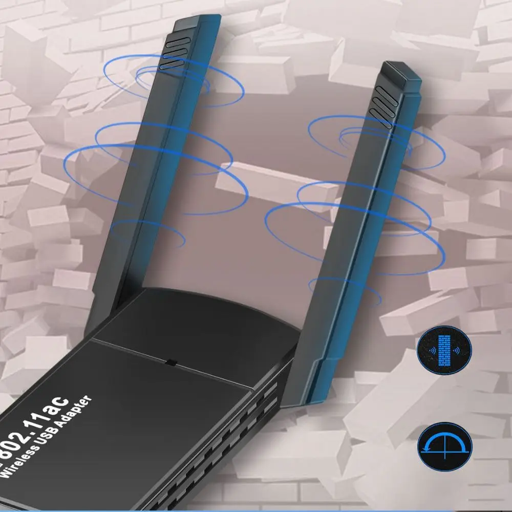 

ПК Wi-Fi Dongle RTL8812BU Внешняя антенна 1300 Мбит/с Wi-Fi адаптер двухдиапазонный