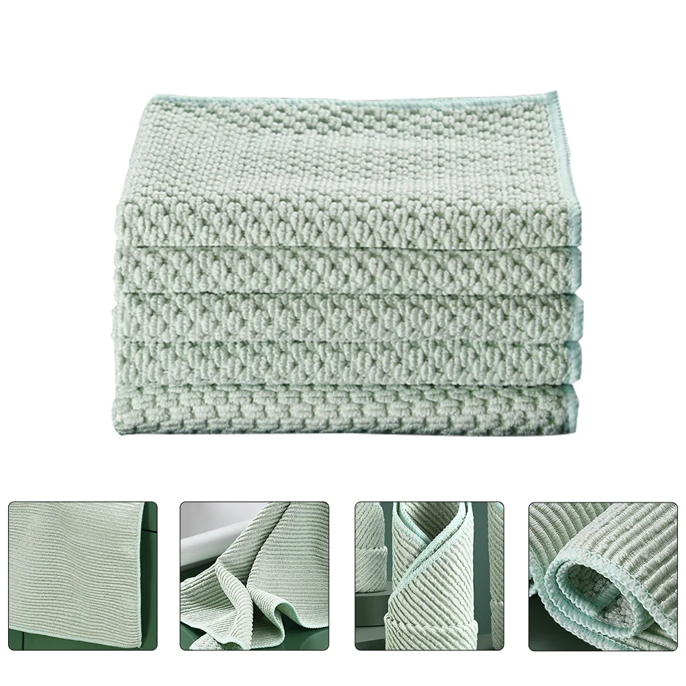 

5 Pcs Kitchen Rag Practical Dishcloths Kitchenware Washing Towels Household Duster Polyester Fine Decontamination