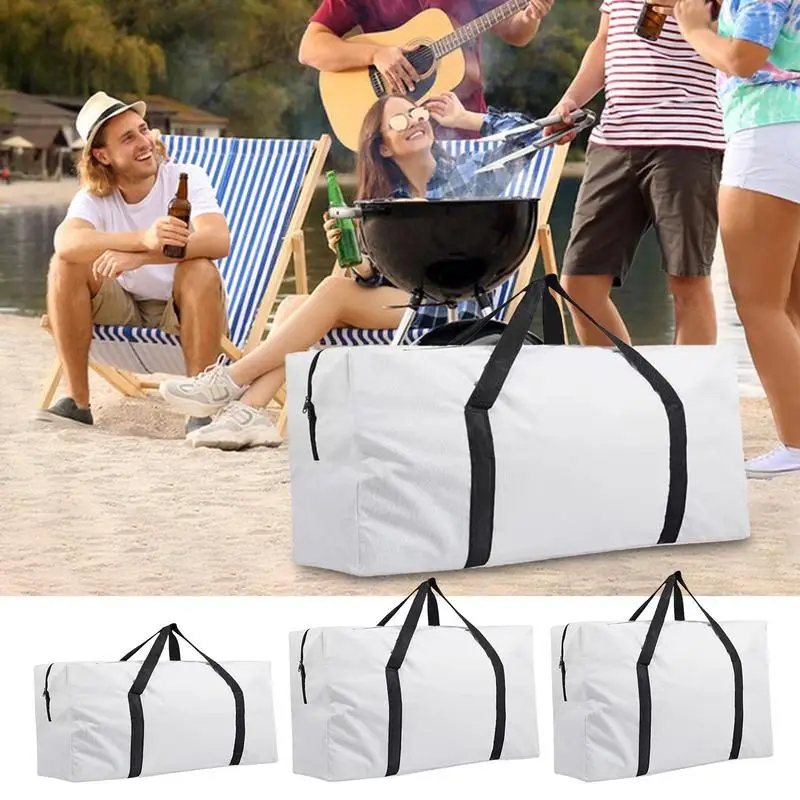 Folding Chair Storage Bags Heavy Duty 600D Oxford Fabric Moving Organizer Bag Zippered Folded Storage Bag With Stronger Handles