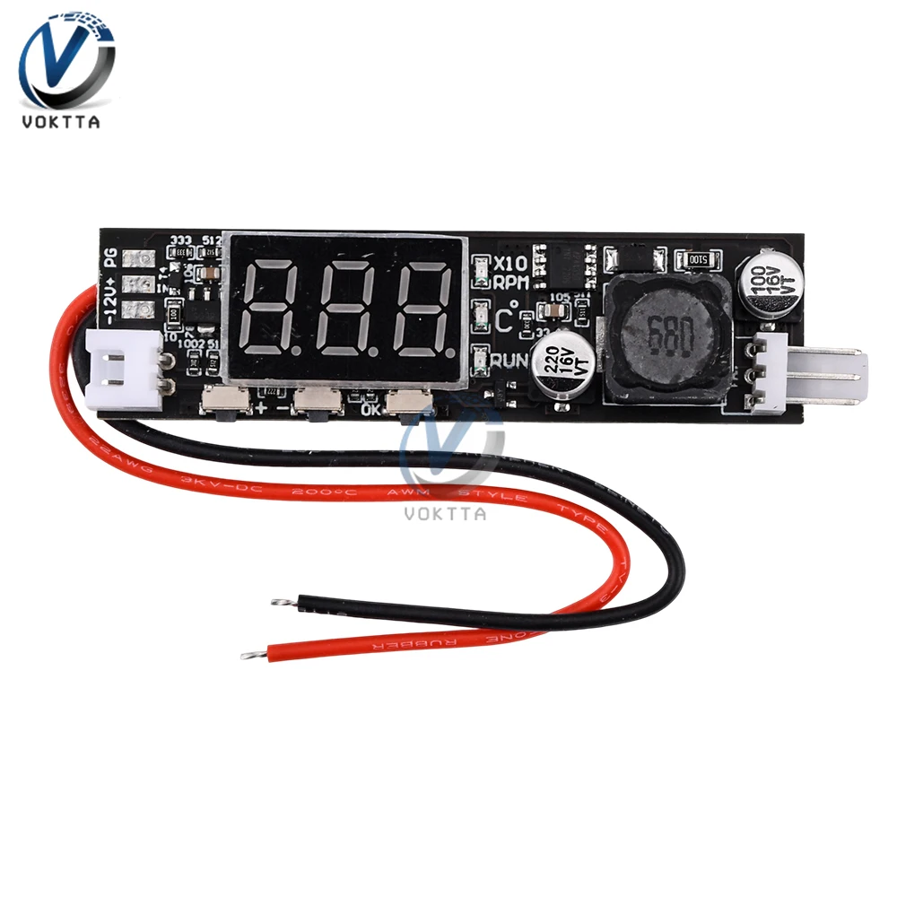 

DC 12V Digital Temperature Controller Moudle DC PWM Fan Temperature Speed Controller Noise Reduction Module With NTC Probe