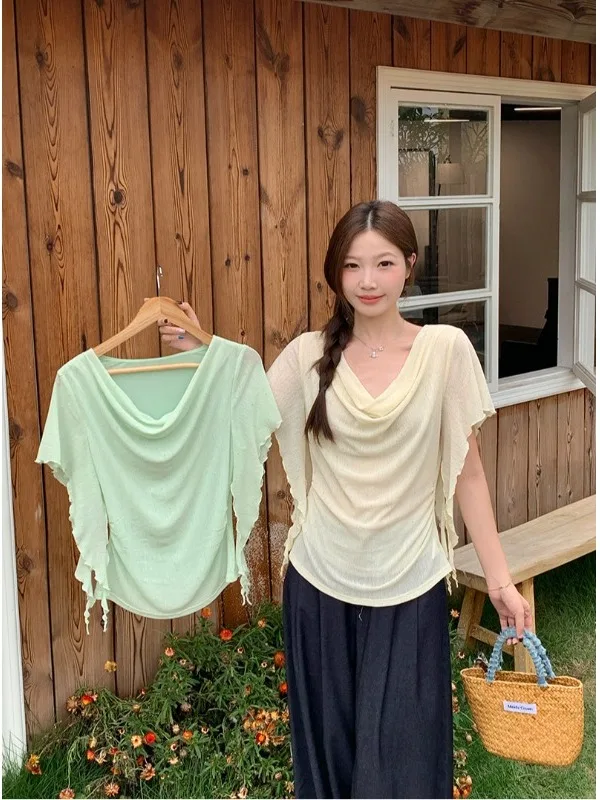 

Slimming plus Size Summer Top Fashionable Casual Style Diamond Embellished Short Sleeve Loose Fit Pear Shaped Body Type