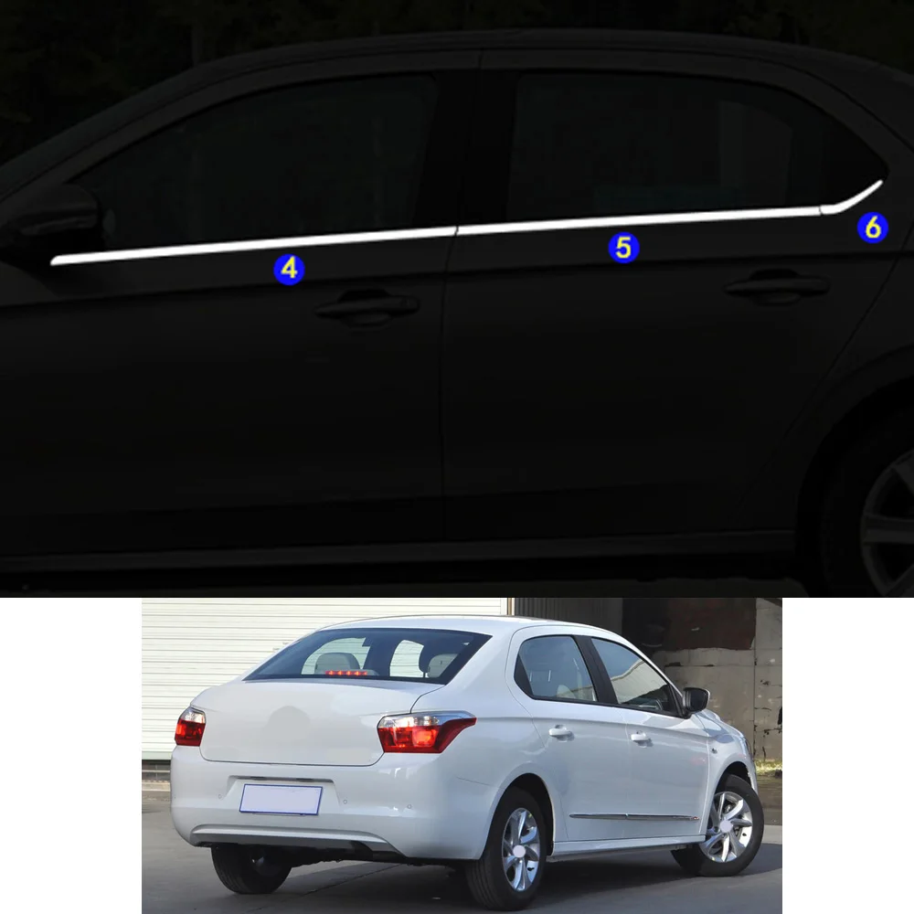 

For Citroen C-Elysee/Peugoet 301 Sedan 2014 2015 2016 2017 2018 2019 Car Sticker Garnish Pillar Window Strip Trim Frame Hoods