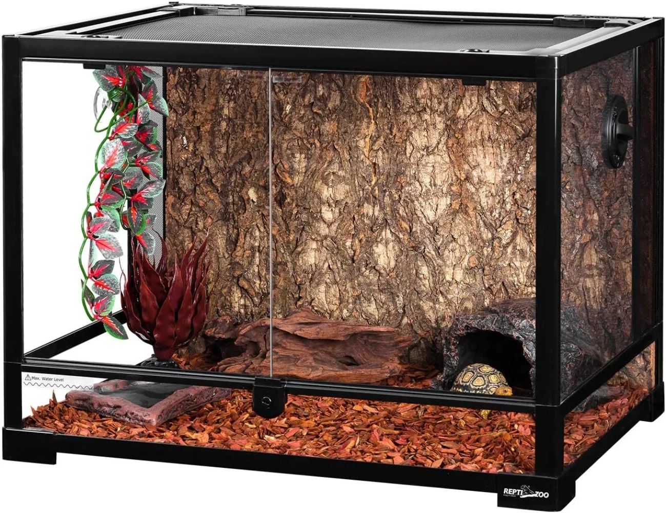 Large 34 Gallon Reptile Glass Tank Front Opening Double Hinge Door  Screen Ventilation Terrarium  Backgrounds not Include