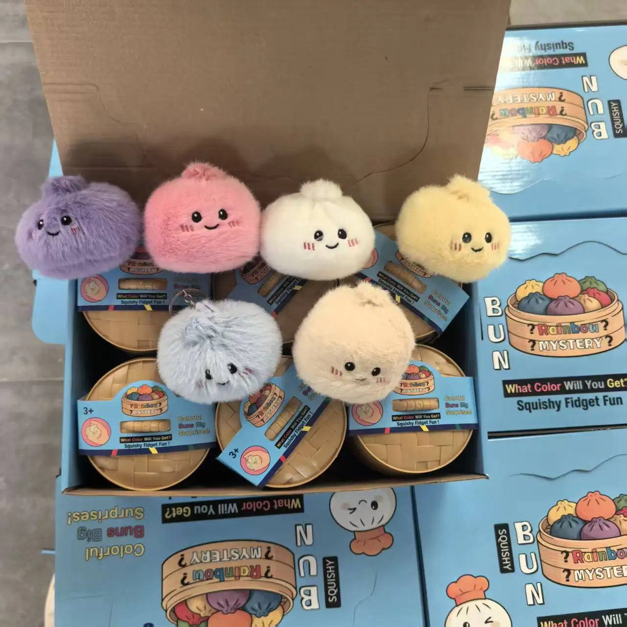 Viral Simulated Plush Steamed Bun Squishy Fidget Toy Blind Box Soft Keychain Stress Relief Squeeze Bag Pendant Anxiety Relief