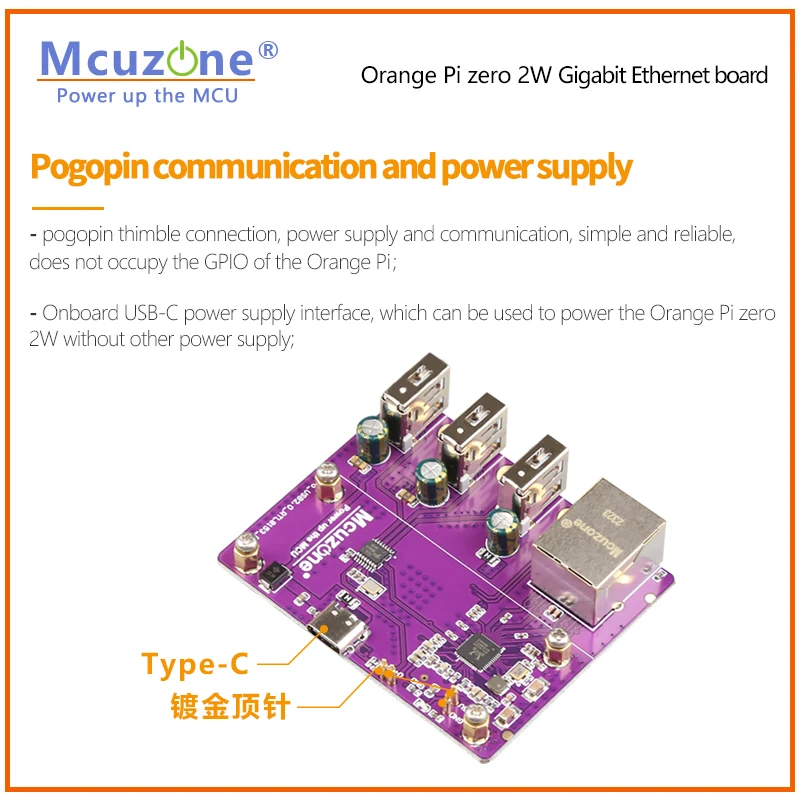 Orange Pi Zero 2W Gigabit Ethernet Expansion Board