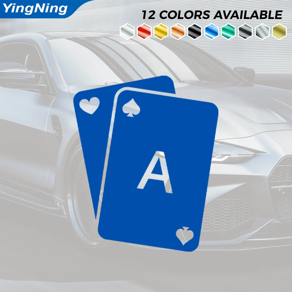 Reflective Two Aces Car Decal Pocket Aces Poker Playing Cards Vinyl Sticker Car Window Bumper Self Adhesive Card Game Decoration