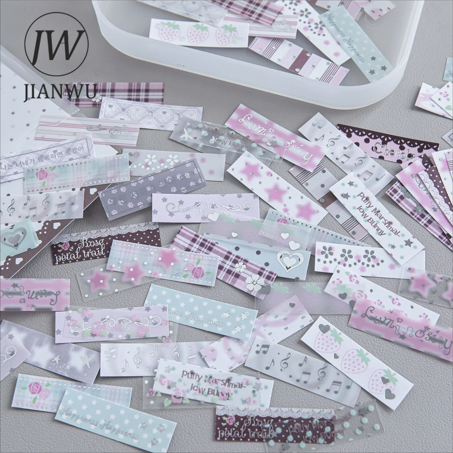 JIANWU Vintage Star Dots Grids Landscape Material Collage Scrapbooking PET Sticker Creative DIY Journal Stationery