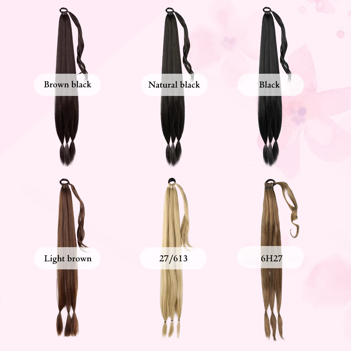 22-40인치 합성 브레이드 포니테일 가발 여성용 탄성 고무 밴드 가짜 포니테일 헤어 익스텐션 포니테일에 감싸서 착용