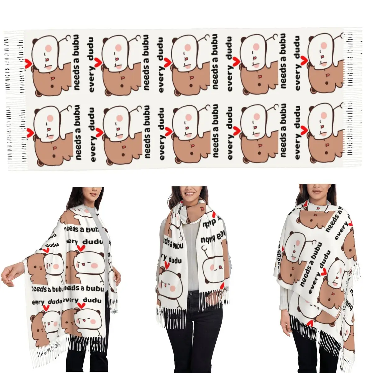 Every Dudu Needs A Bubu Scarf Tassel Scarves Women Soft Warm Shawls and Wraps Large Fall Winter Shawl Wrap