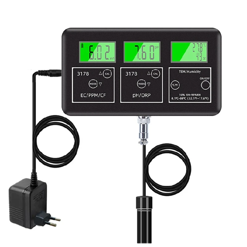 7 In One Water Quality Analyzer PH Water Tester  PPM/EC/CF Meter 24 Hours Online Monitor Water EU PLUG