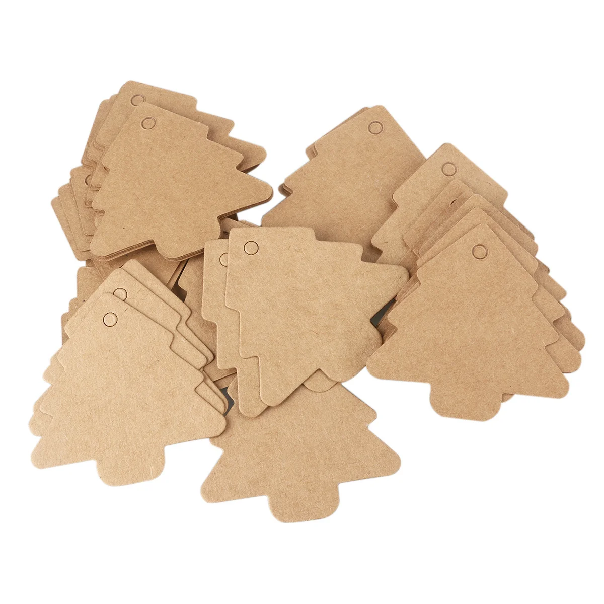 

50Pcs Rustic Brown Kraft Paper Scalloped Tags Blank DIY Gift Price Clothing Labels Christmas Tree Favor Card with 10 Strings