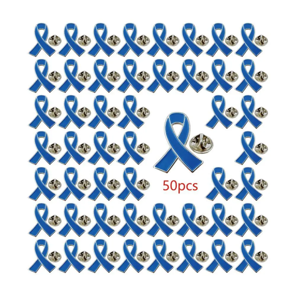 الأزرق الشريط دبوس 5/10/50/100 قطعة سرطان القولون البروستاتا السرطان الوعي دبوس الأزرق بروش دبابيس سترات مزخرفة بالمينا