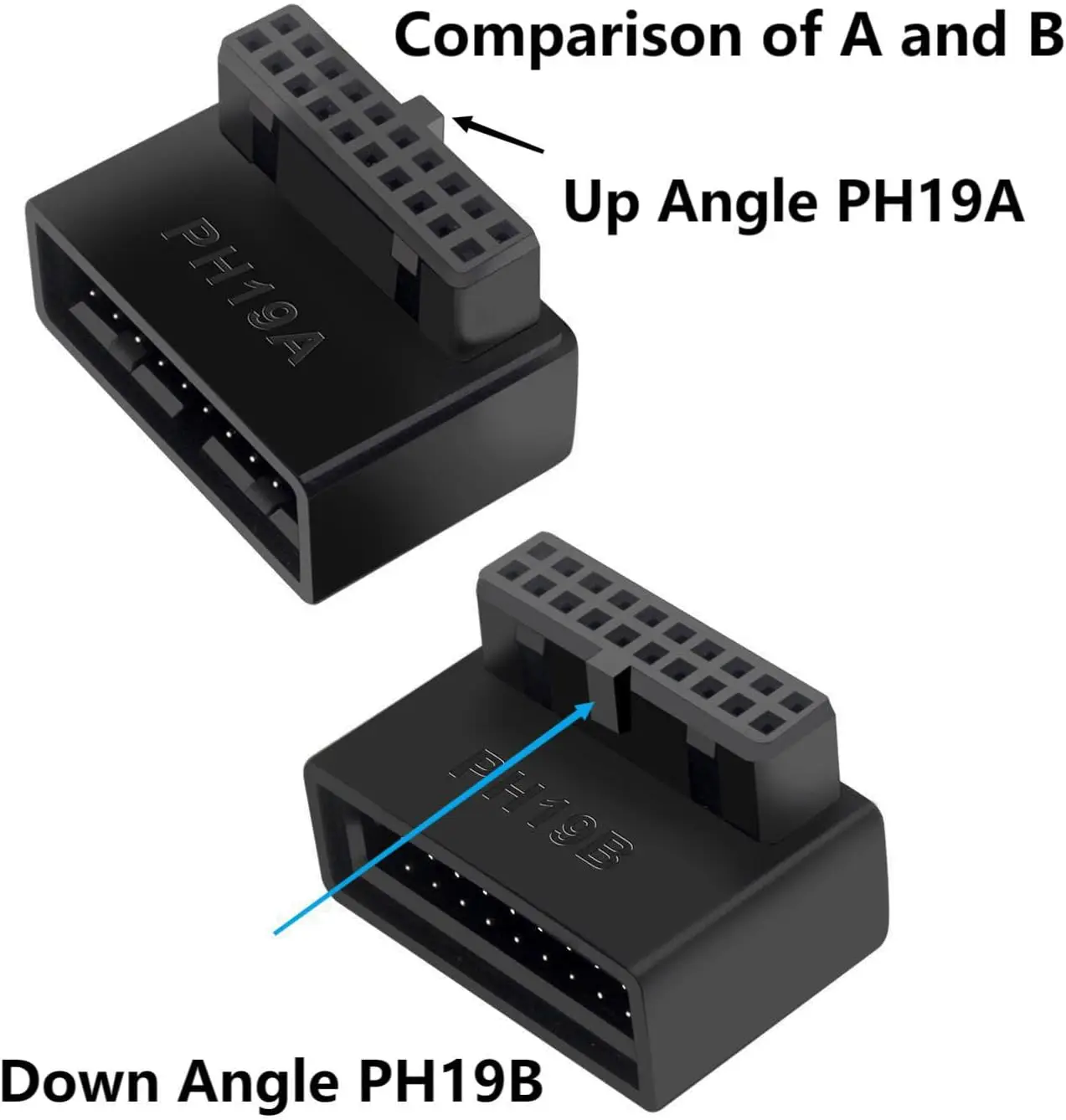 

USB 3.0 90 Degree Motherboard Adapter 19 Pin/20Pin Male to Female Extension Adapter L Right Angle Socket for Desktop Motherboard