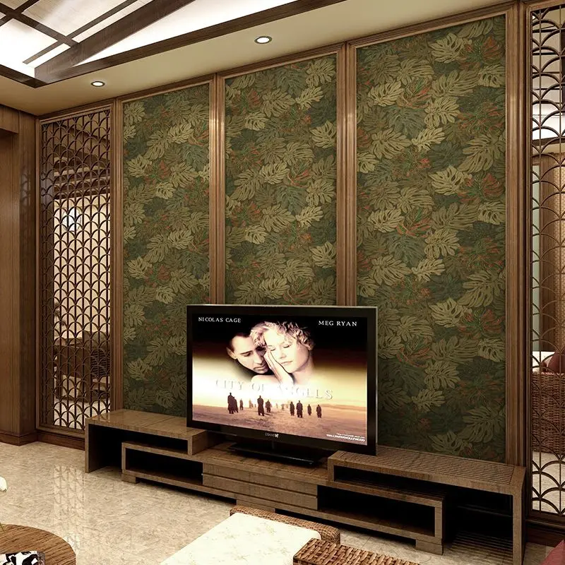 Vintage Tropical Monstera Leaf Wallpaper Non Self Adhesive Retro Botanical Wall Covering Mural for Living Room Bedroom Hotel