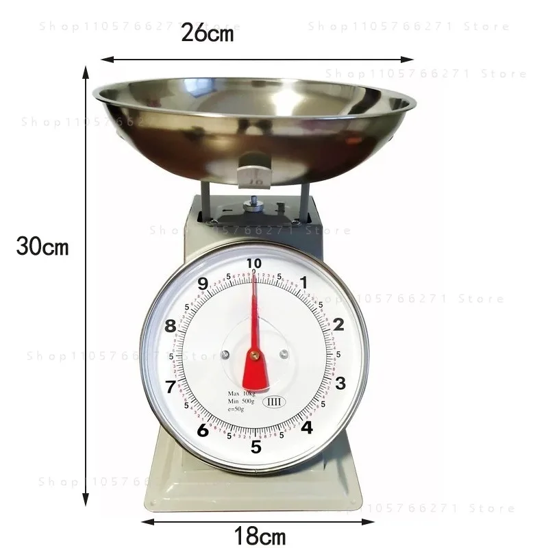 10kg Vintage Mechanical Dial Spring Scale Household Tray Weighing Balance Kitchen Commercial Counter Scale