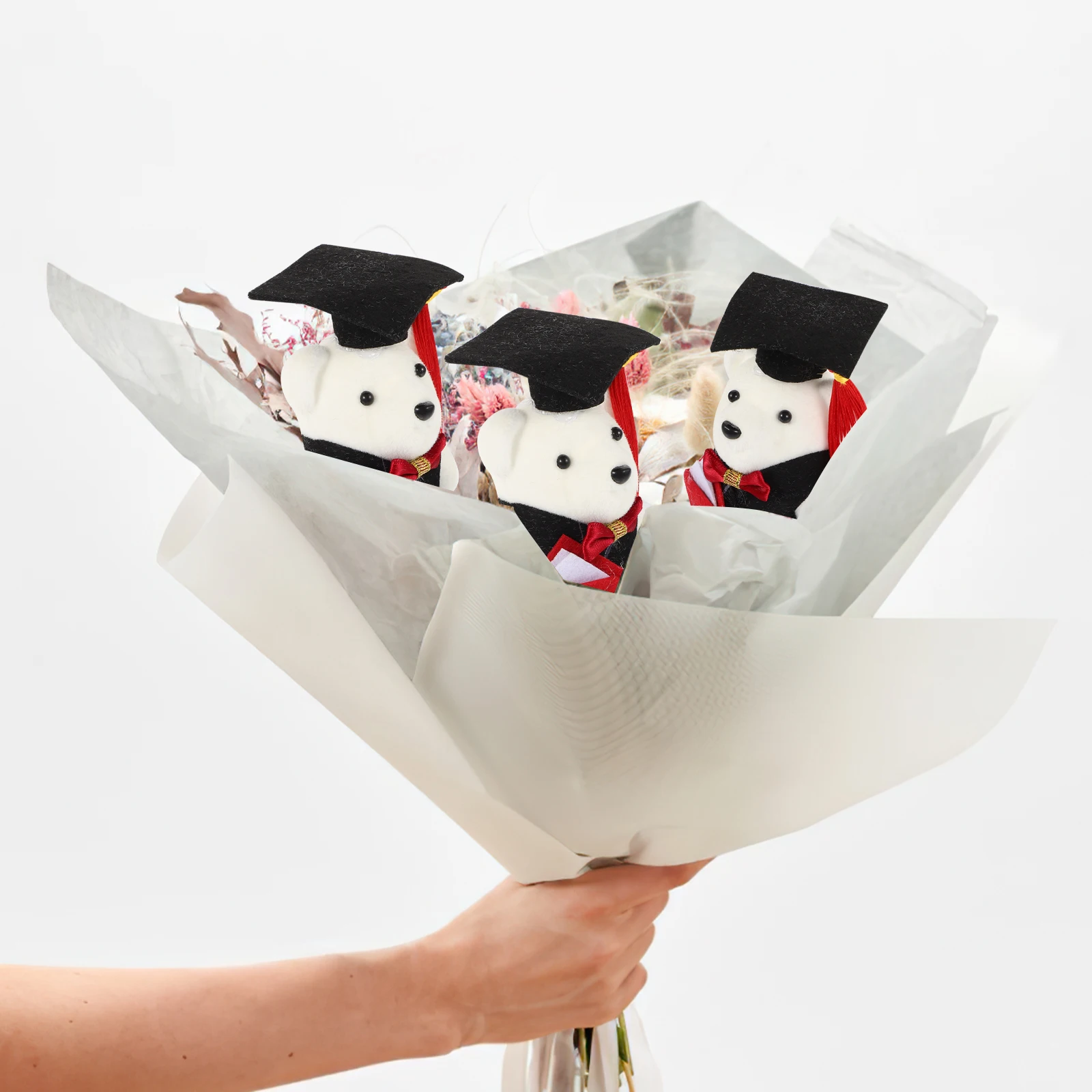 AdTosFlower-Bouquet d'ours pour remise de diplôme, poupées d'animaux, emballage de bouquet, cadeaux de remise de diplôme, 10 pièces