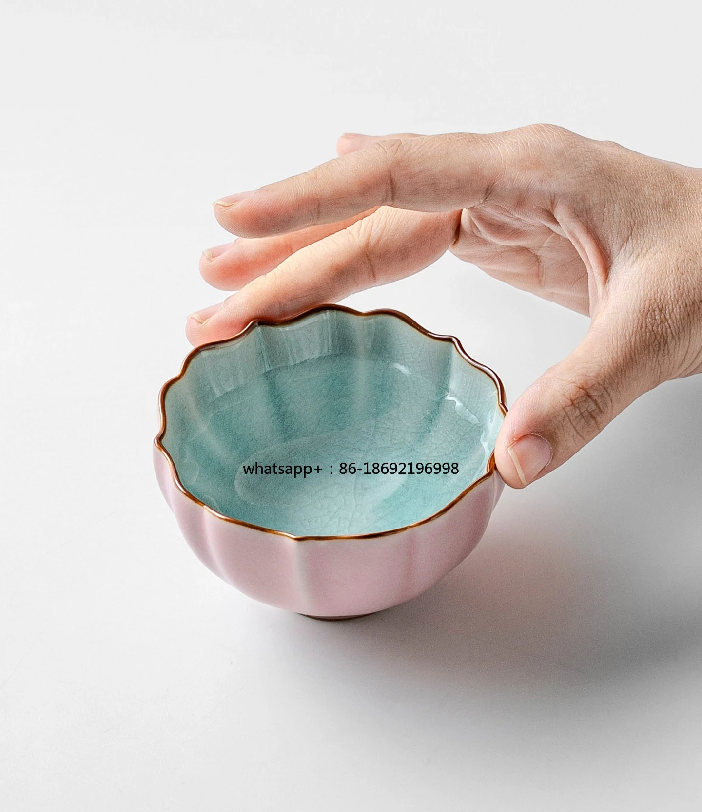 Open Film Raising Line 110ML Powder Ceramic Master Cup Teacup Kung Fu Tea Set Cup Set Ru Kiln
