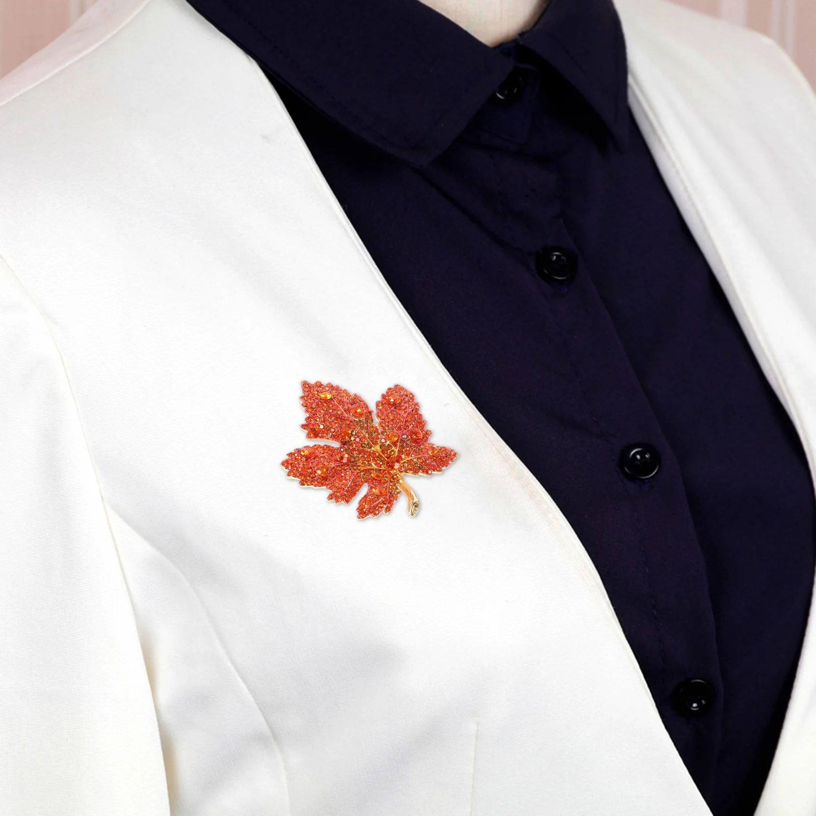 

Elegant Rhinestone Maple Leaf Brooch Pin Clothes Jewelry Sophisticated Refined Choice Formal Casual Attire Thanksgiving