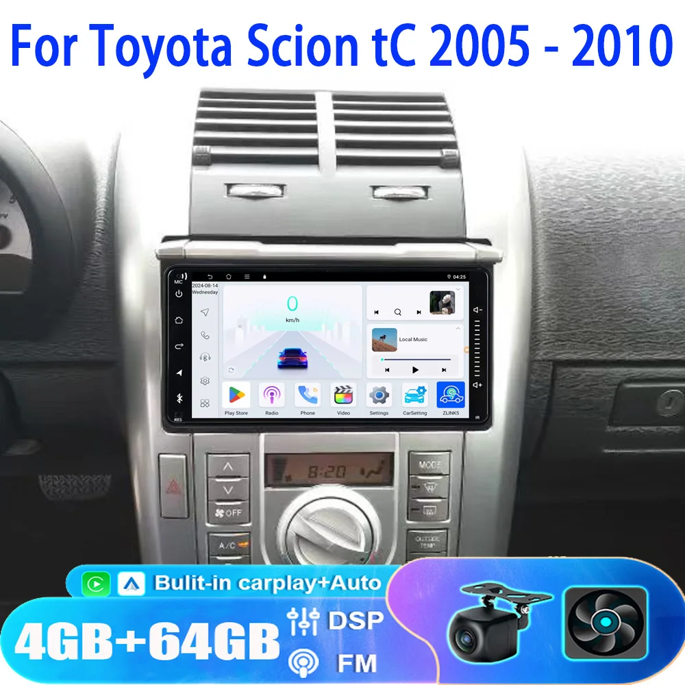 

7" 4-64GB Car Radio For toyota Scion tC 2005 - 2010 Wireless CarPlay Android 13 Auto Head Unit FM BT Reversing Input