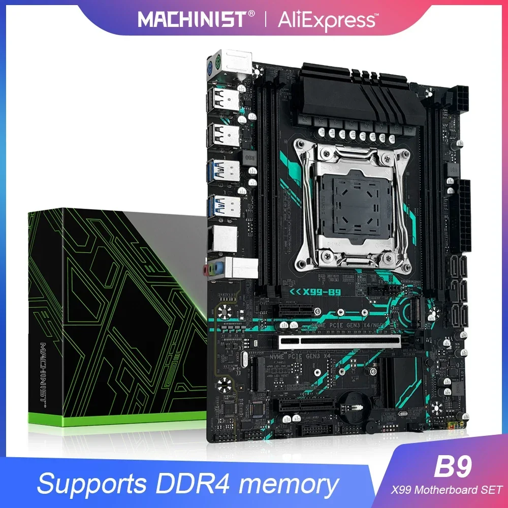 Комплект материнской платы MACHINIST X99 B9 LGA2011-3 Процессор Intel Xeon E5 V3 V4 с поддержкой процессора DDR4 для настольных ПК ECC RAM NVME M.2 SSD usb3.0 M-ATX