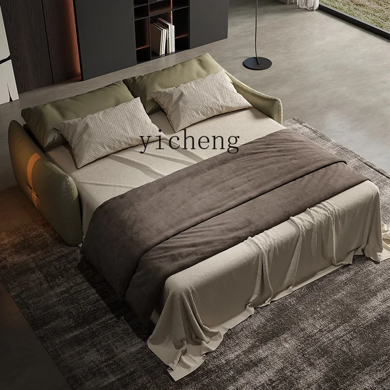 x4 high-end new leather sofa bed household multi-functional sitting and lying dual-purpose folding pull-out bed