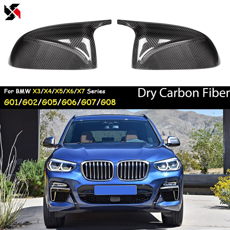 Dry Carbon Fiber Rearview Mirror Covers Caps Car Styling Replacement Shell For BMW X3 X4 X5 X6 X7 G01 G02 G05 G06 G07 G08