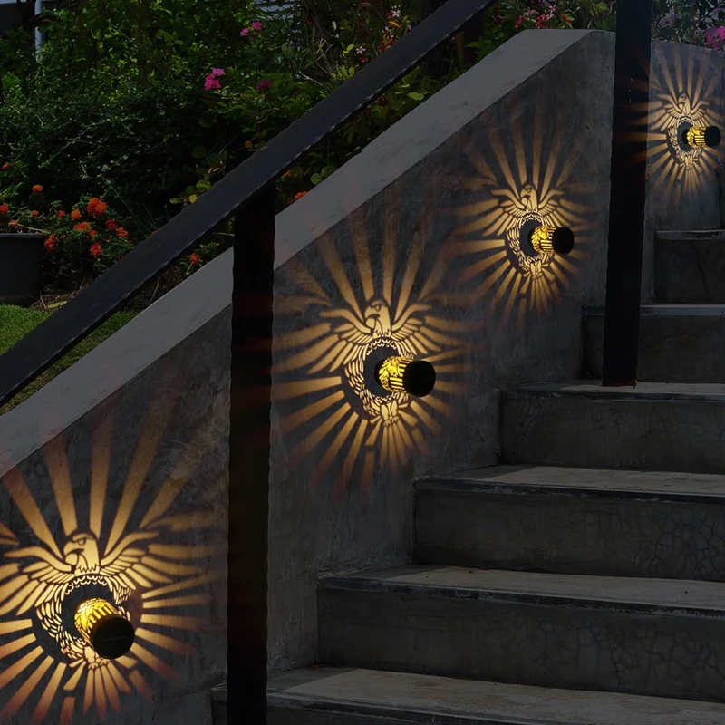 2 Pack Solar Fence Lights Metal Solar Powered Outdoor Wall Deck Step Lights for Garden Post Patio Backyard Yard Decor C-ABFB