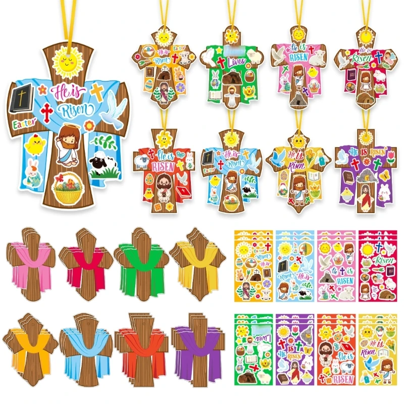 Handmade Easter Decoration Set Includes Crossed Paper Pendant and Hanging String For Church Activities Home Decoration 