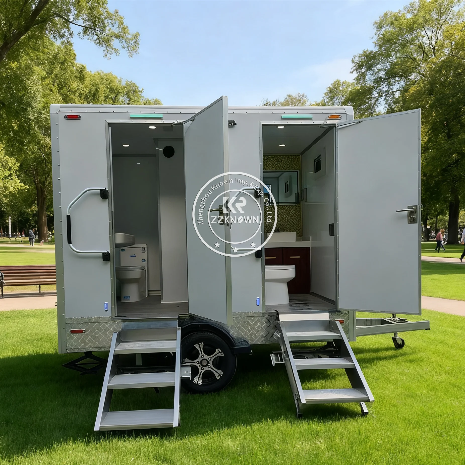 Luxury VIP Mobile Bathroom Trailer Modern Portable Compact Restroom Public Camping Toilet Trailer for Events