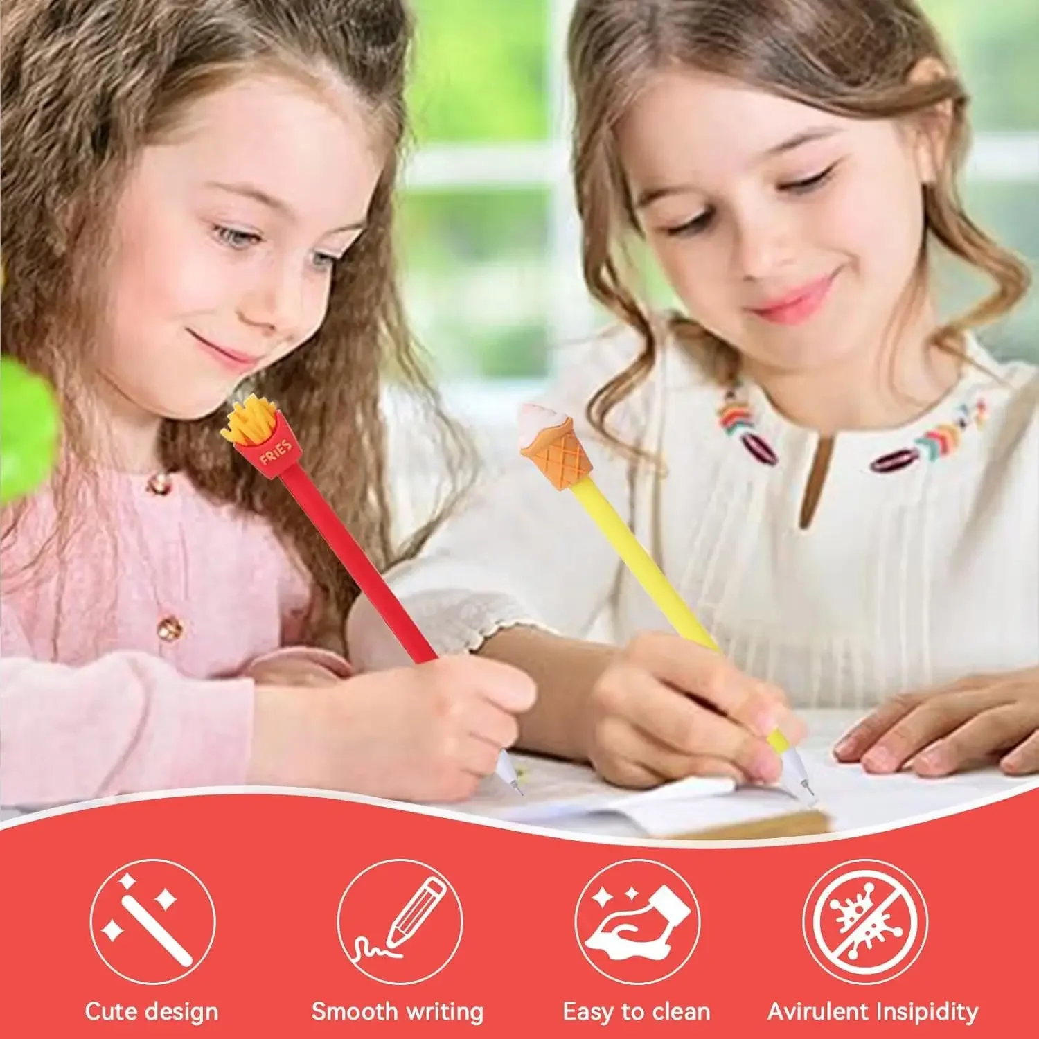 20 قطعة مجموعة بالجملة الكرتون متعة الغذاء هلام هلام القلم الجدة القرطاسية البطاطس المقلية فحم الكوك برغر الآيس كريم القرطاسية القلم